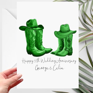 Carte 55e anniversaire Cowboy personnalisée émeraude