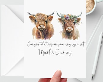Highland Cow Engagement Card Personalised