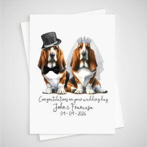 Basset Hound-trouwkaart Gepersonaliseerde bruid en bruidegom hond