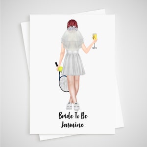 Carte Tennis Bride to Be personnalisée EVJF pour enterrement de vie de jeune fille
