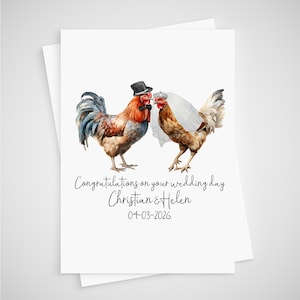 Huhn Hochzeitskarte Personalisierte Braut & Bräutigam Henne Hahn