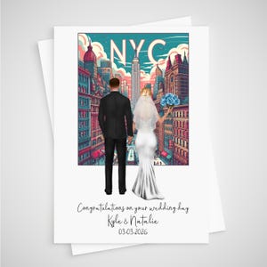 New York Hochzeitskarte Personalisierte Braut & Bräutigam NYC