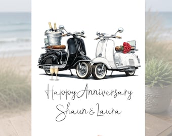Scooter Anniversary Card Personalised Motorcycle