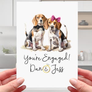 Beagle Verlobungs Karte Hund mit Name und Namen