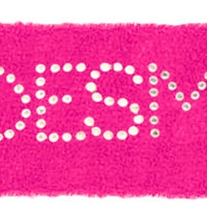 May include: Pink headband with the word "BRIDAL" spelled out in white rhinestones.