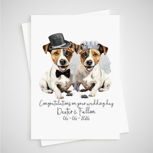Carte de mariage Jack Russell personnalisées pour les mariés, chien terrier