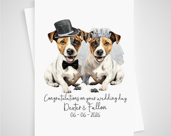 Jack Russell Wedding Card Personalised Bride & Groom Terrier Dog