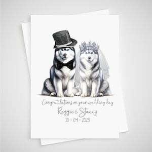 Carte de mariage Husky personnalisée pour les mariés, chien sibérien