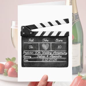 Clapper Board 10e anniversaire carte personnalisé film étain cinéma films