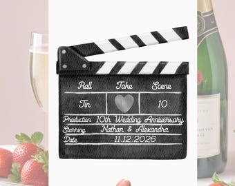 Clapper Board 10th Anniversary Card Personalised Tin Film Cinema Movies