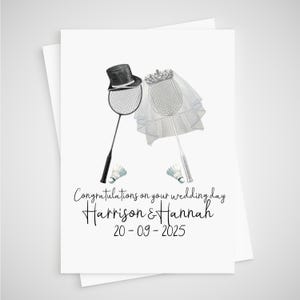 Carte de mariage badminton personnalisée