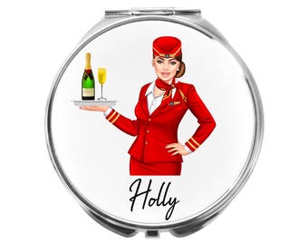 Flugbegleiterin Spiegel Personalisierte Kompakte Flugbegleiterin Cabin Crew