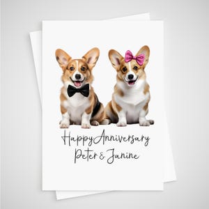 Biglietto d'auguri per anniversario Corgi personalizzato con cane gallese