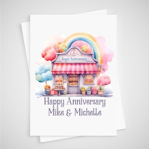 6 anni di anniversario di zucchero Biglietto di auguri personalizzato Dolci Negozio di caramelle