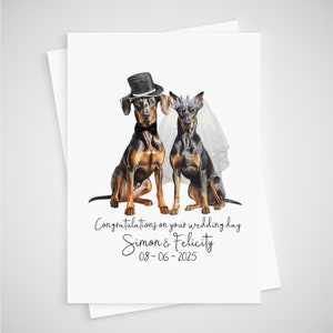 Dobermann Hochzeitskarte Personalisierter Hund Braut & Bräutigam