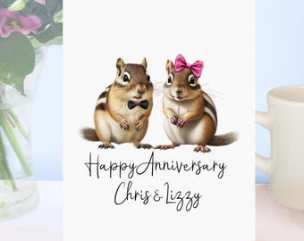 Chipmunk Anniversary Card Personalised