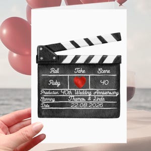 Carte personnalisée 40e anniversaire à clapet, film rubis, cinéma, films