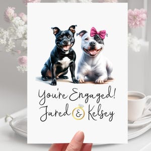 Staffordshire-bulterriër verlovingskaart Staffy Dog gepersonaliseerd