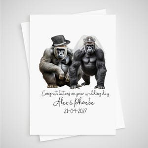 Carte de mariage Gorille personnalisée Singe pour les mariés