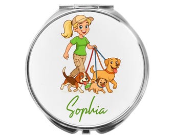 Dog Walking Mirror Personalised Compact Gift for Pet Sitter gift