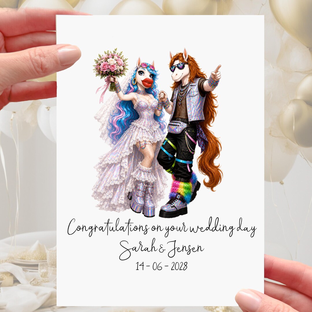 Raver Card Raver Wedding Card Personalised Horse Dance Neon Dancefloor Electro - Etsy