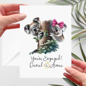 Carte de fiançailles personnalisée avec un ours koala