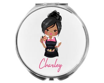 Makeup Artist Mirror Personalised Compact Gift for Beautician