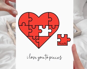 Mum Heart Jigsaw Card Love you to pieces