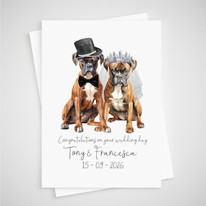 Carte de mariage pour chien boxer personnalisée pour les mariés