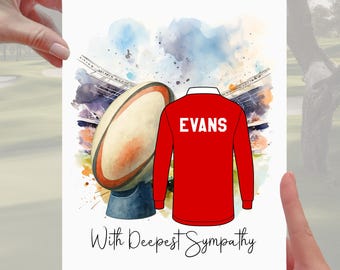 Rugby Sympathy Card Grief Mourning Wales Jersey Red