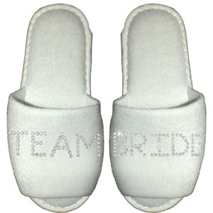 Personalised Slippers Wedding Spa Party Bridesmaid Bride Rhinestone Diamante image 7