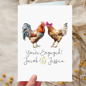 Carte de fiançailles poulet personnalisée
