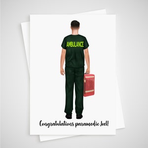 Paramedic New Job Card Gepersonaliseerd Gefeliciteerd met het worden van paramedicus Man