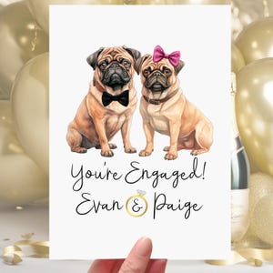 Mops Verlobungs Karte Hund personalisiert