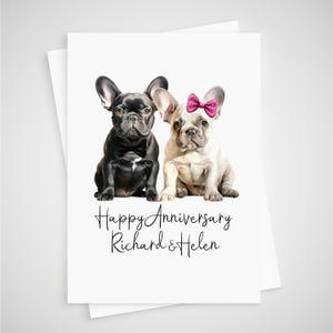 Französische Bulldogge Karte Jubiläum personalisierte Hund Frenchie