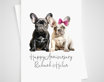 French Bulldog Anniversary Card Personalised Dog Frenchie
