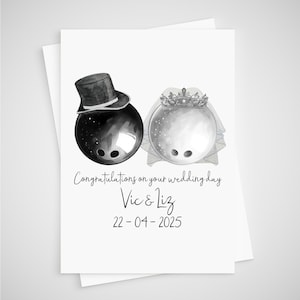 Cartão de casamento de boliche personalizado com dez pinos de boliche