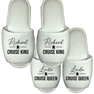 Personalised Spa Slippers Cruise King Queen - Ship Holiday Party Hotel Hot Tub