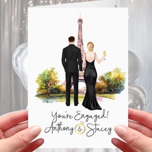 Paris Engagement Card Personalised Eiffel Tower France