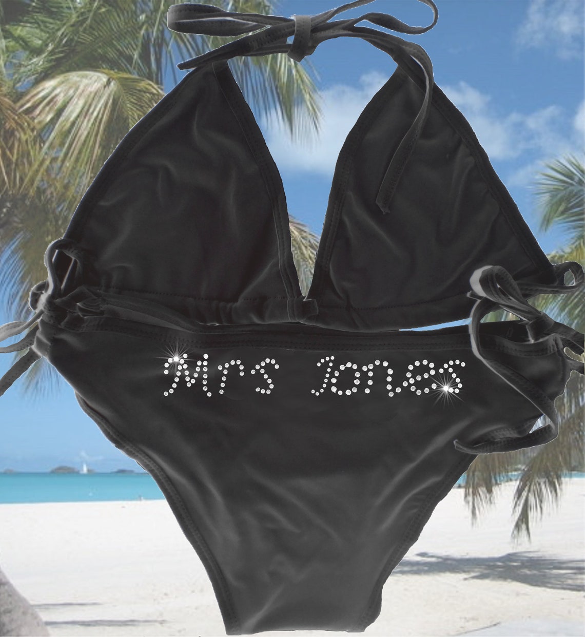 Mrs Bikini Wedding Bride White Black Hot Pink Honeymoon Etsy