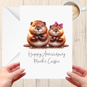 Carte d'anniversaire castor personnalisée