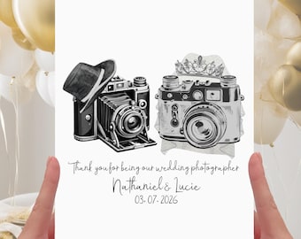 Wedding Photographer Thank you Card Personalised Camera Photos
