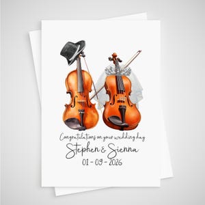 Carte de mariage violon personnalisée musicien orchestre à cordes