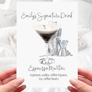 Espresso Martini Karte personalisierte Cocktail Friend Card Bestie