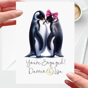 Penguin Engagement Card Personalised