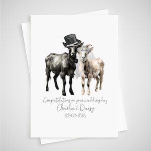 Ziege Hochzeitskarte Personalisierte Braut & Bräutigam Bauernhof