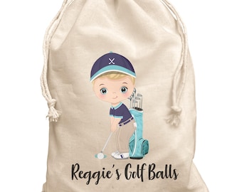 Golf Ball Bag for Boy Personalised Childrens Golfer Gift