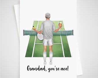 Carte de tennis personnalisée pour grand-père, père de famille