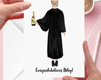 carte d'avocat de félicitations personnalisée pour femme ayant réussi l'examen du barreau solicitor barrister juge
