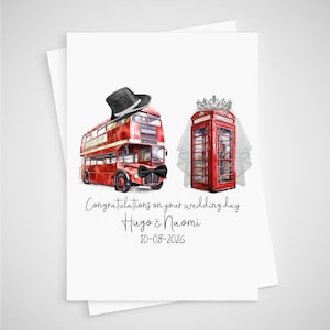 Cartão de casamento em Londres personalizado Inglaterra Grã-Bretanha